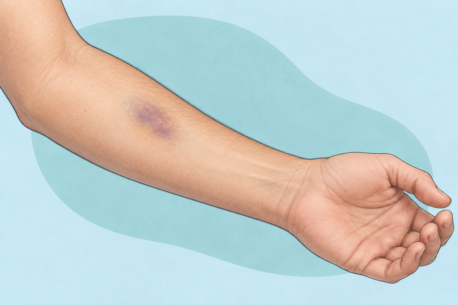Ilustración de un moretón leve en el antebrazo