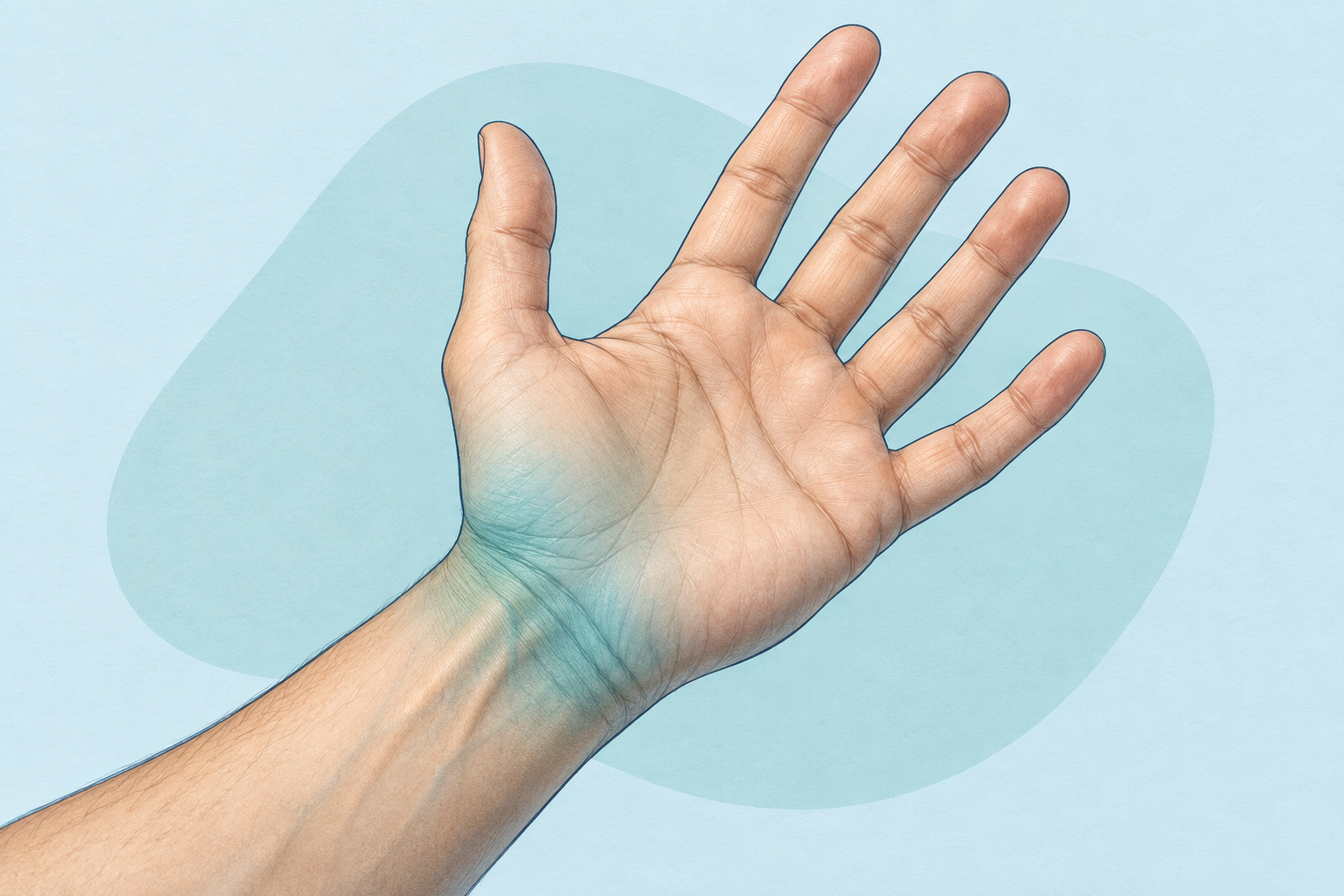 Ilustración de la palma de la mano y la muñeca